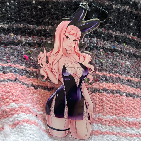 Latex Dress Bunny Girl Double Sided Acrylic Keyhchain