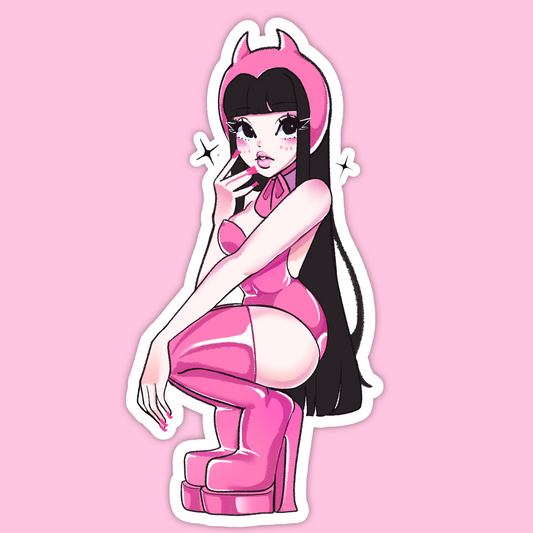 Girl in pink sticker
