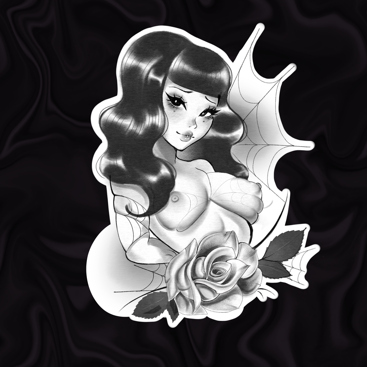 Caught in webs rose sticker