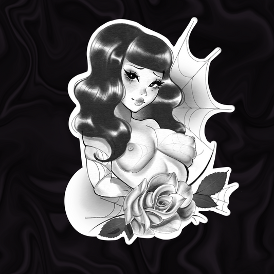 Caught in webs rose sticker