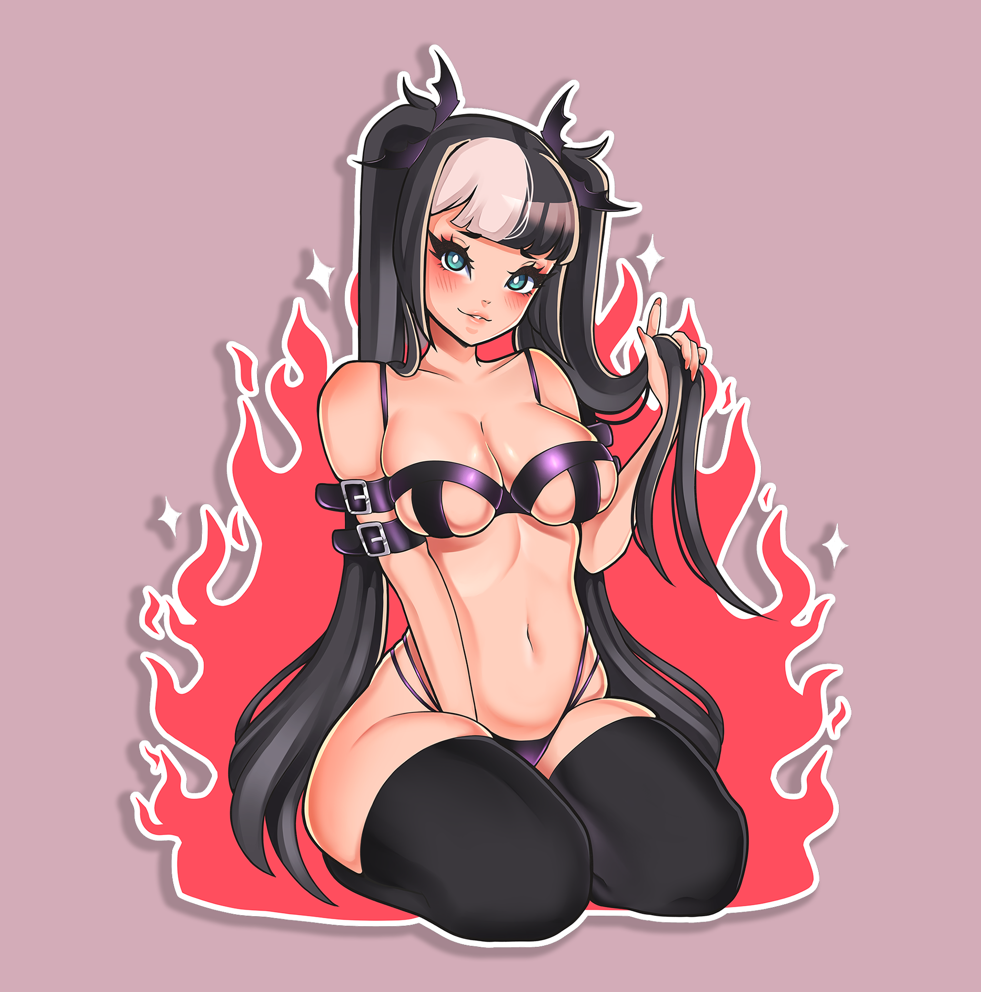 Flame girl sticker